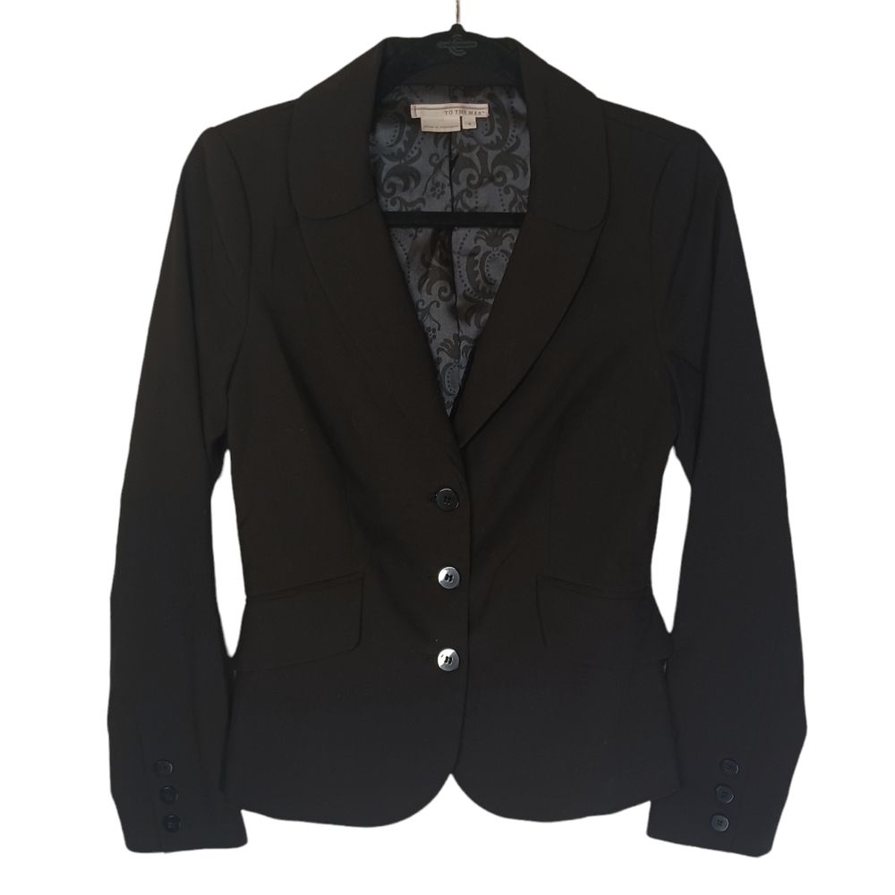 TO THE MAX Black Long Sleeve 2 Button Front Blazer Jacket 4 (Small)